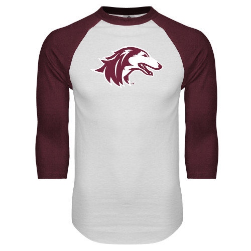  White/Maroon Raglan Baseball T Shirt - Saluki