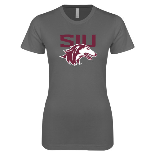  Next Level Womens Charcoal Boyfriend Tee - SIU Saluki