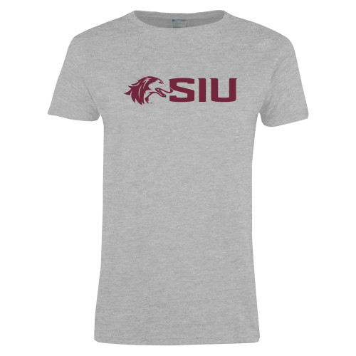  Womens Grey Short Sleeve Tee - Saluki SIU