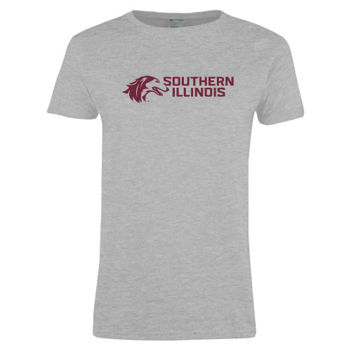  Womens Grey Short Sleeve Tee - Southern Illinois Horizontal