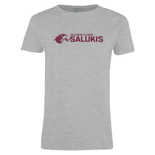  Womens Grey Short Sleeve Tee - Southern Illinois Saluki Horizontal
