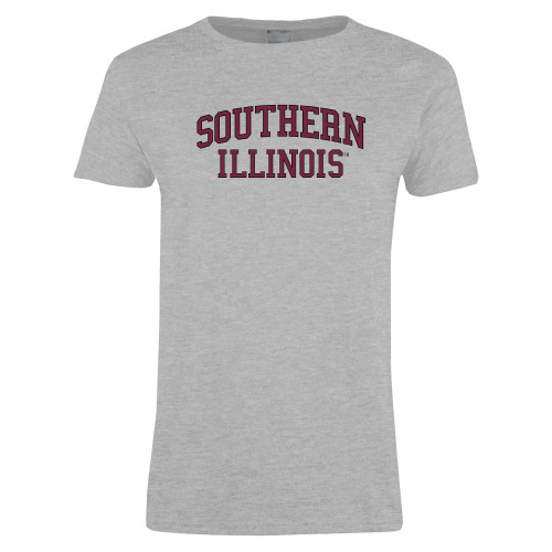 Womens Grey Short Sleeve Tee - Southern Illinois Stacked Collegiate