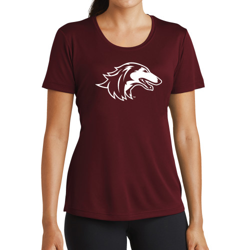  Womens Maroon Performance Short Sleeve Tee - Saluki