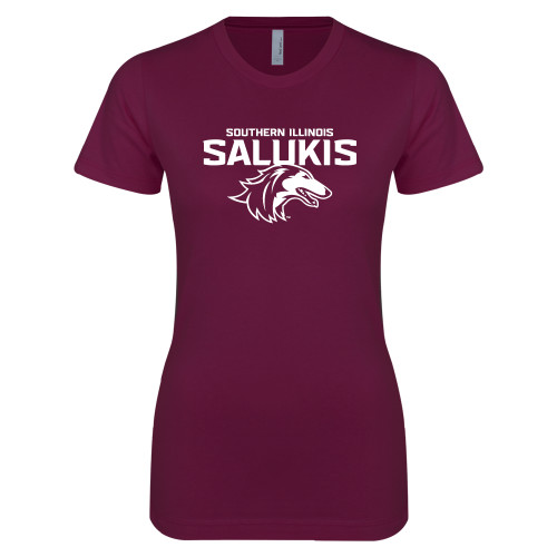  Next Level Womens Maroon Boyfriend Tee - Southern Illinois Salukis