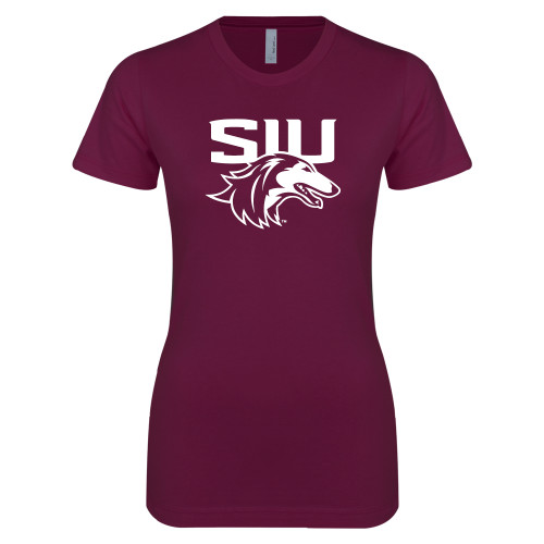  Next Level Womens Maroon Boyfriend Tee - SIU Saluki