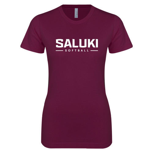  Next Level Womens Maroon Boyfriend Tee - Softball