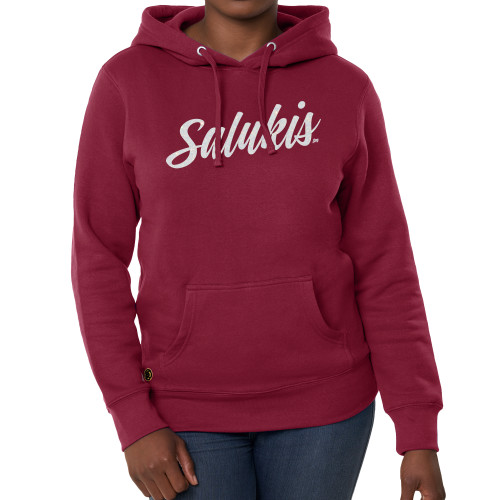  Fall Rush Ladies Maroon Sponge Fleece Hoodie - C White Soft Glitter