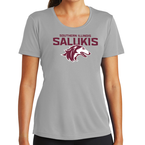  Womens Grey Performance Short Sleeve Tee - Southern Illinois Salukis