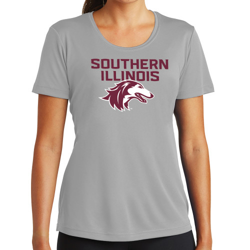  Womens Grey Performance Short Sleeve Tee - Southern Illinois