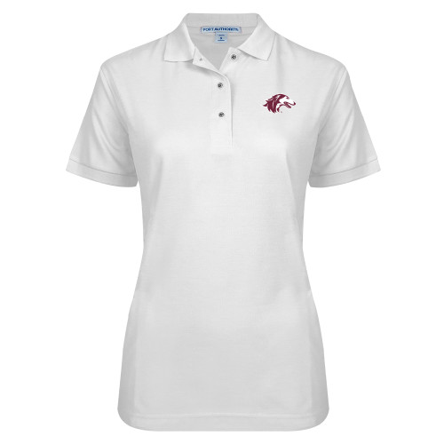  Womens Silk Touch White Pique Polo - Saluki