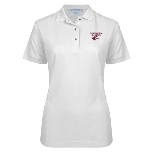  Womens Silk Touch White Pique Polo - Southern Illinois