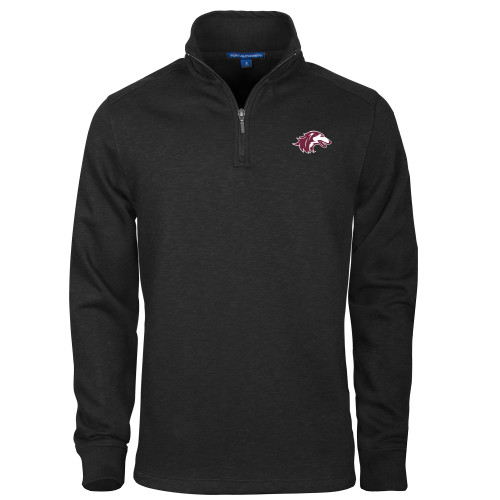  Black Slub Fleece 1/4 Zip Pullover - Saluki