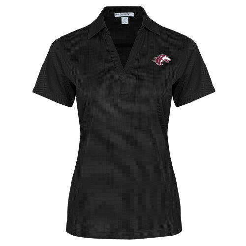  Womens Black Performance Fine Jacquard Polo - Saluki