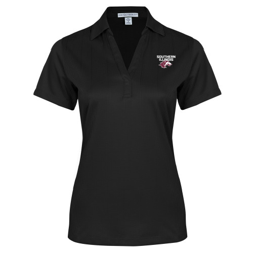  Womens Black Performance Fine Jacquard Polo - Southern Illinois
