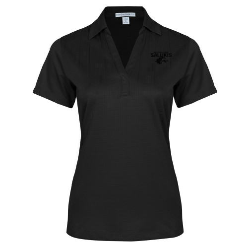  Womens Black Performance Fine Jacquard Polo - Southern Illinois Salukis