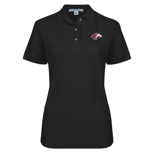  Womens Silk Touch Black Pique Polo - Saluki