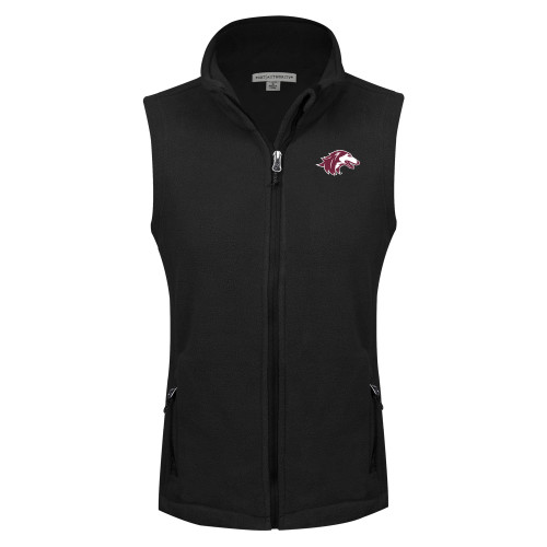  Womens Black Fleece Full Zip Vest - Saluki