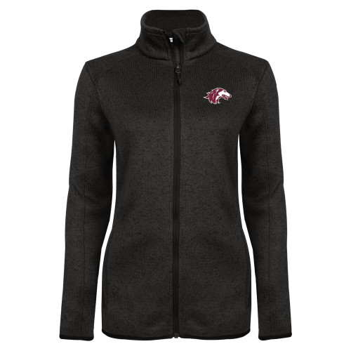 Womens Black Heather Fleece Jacket - Saluki