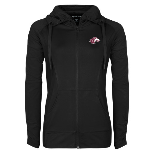  Womens Black Sport Wick Stretch Full Zip Jacket - Saluki