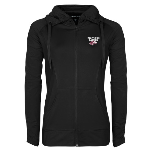  Womens Black Sport Wick Stretch Full Zip Jacket - Southern Illinois