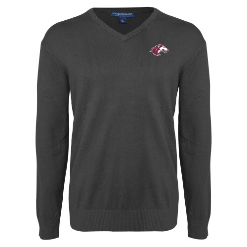  Charcoal Heather VNeck Sweater - Saluki