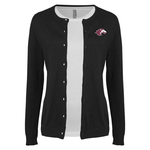  Womens Black Cardigan Sweater - Saluki