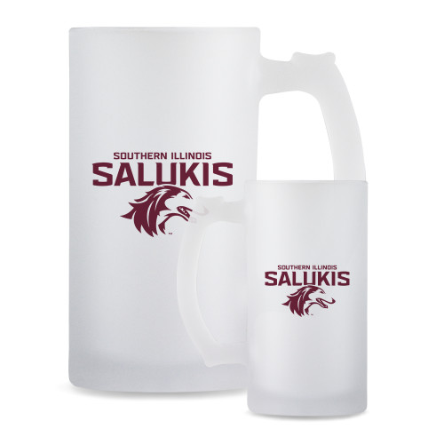  Full Color Decorative Frosted Glass Mug 16oz - Southern Illinois Salukis