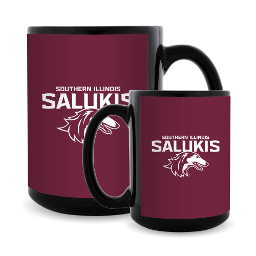  Full Color Black Mug 15oz - Southern Illinois Salukis