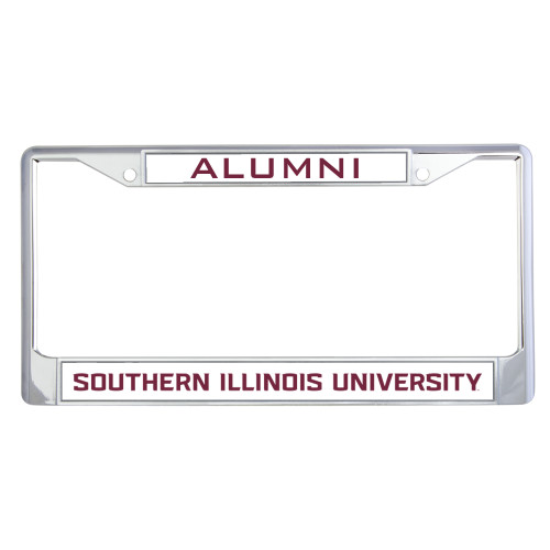  Alumni Metal License Plate Frame in Chrome - Southern Illinois University Stacked