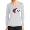 Thumbnail image for  Womens White Performance Long Sleeve V Neck Shirt