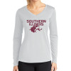 Thumbnail image for  Womens White Performance Long Sleeve V Neck Shirt