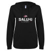 Thumbnail image for  ENZA Womens Black V Notch Raw Edge Fleece Hoodie