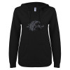 Thumbnail image for  ENZA Womens Black V Notch Raw Edge Fleece Hoodie