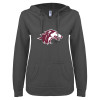 Thumbnail image for  ENZA Womens Dark Heather V Notch Raw Edge Fleece Hoodie