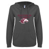 Thumbnail image for  ENZA Womens Dark Heather V Notch Raw Edge Fleece Hoodie