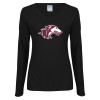 Thumbnail image for  Womens Black Long Sleeve V Neck Tee 