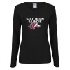 Thumbnail image for  Womens Black Long Sleeve V Neck Tee 