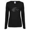 Thumbnail image for  Womens Black Long Sleeve V Neck Tee 