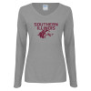 Thumbnail image for  Womens Grey Long Sleeve V Neck Tee 