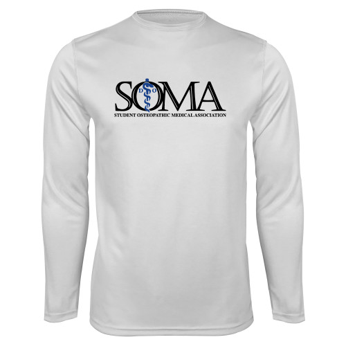  White Performance Long Sleeve Shirt - Primary Mark