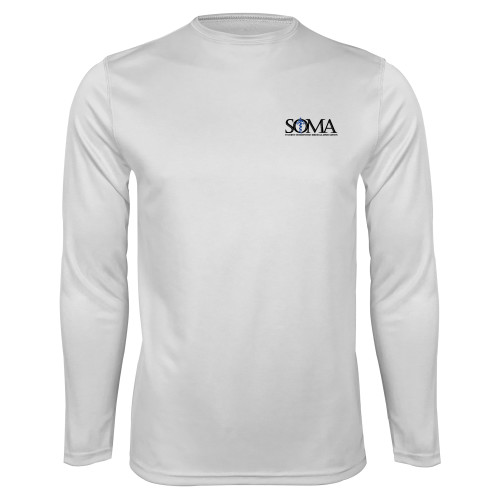  White Performance Long Sleeve Shirt - Primary Mark
