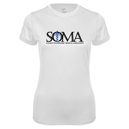  Womens White Performance Tee - Primary Mark