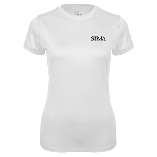  Womens White Performance Tee - Primary Mark
