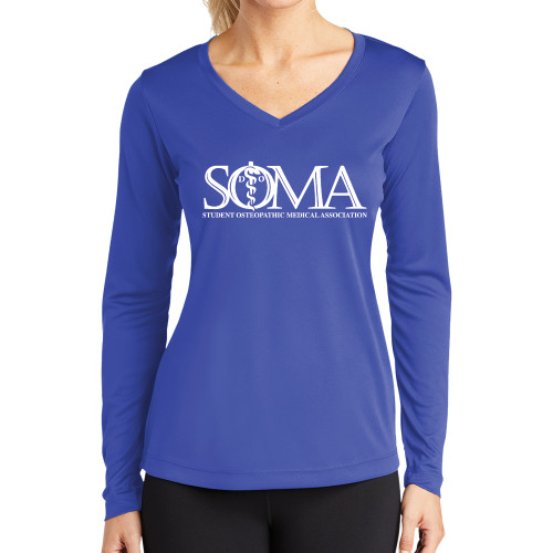  Womens Royal Performance Long Sleeve V Neck Shirt - Primary Mark
