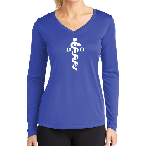  Womens Royal Performance Long Sleeve V Neck Shirt - Medical Logo