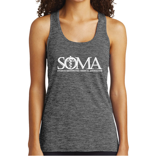  Womens Performance Grey/Black Heather Tank - Primary Mark