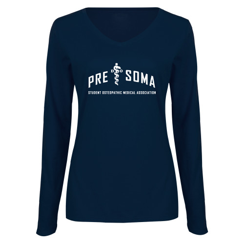  Womens Navy Long Sleeve V Neck Tee - Arch Pre SOMA