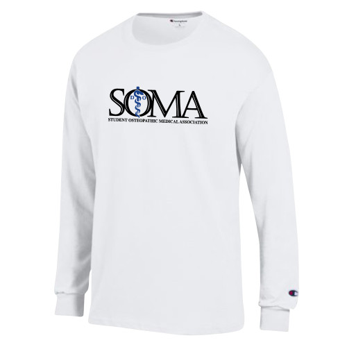 Champion White Long Sleeve T Shirt - Primary Mark
