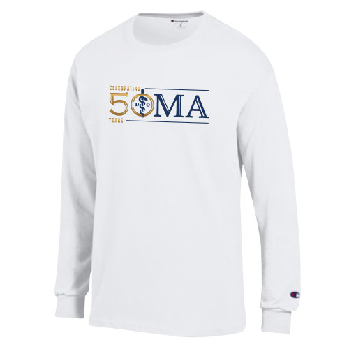  Champion White Long Sleeve T Shirt - 50 Years Edition.
