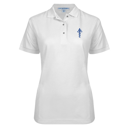  Womens Silk Touch White Pique Polo - Medical Logo